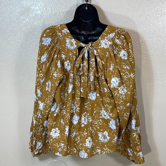 Free People Mustard Floral Blouse - Picture 3 of 10
